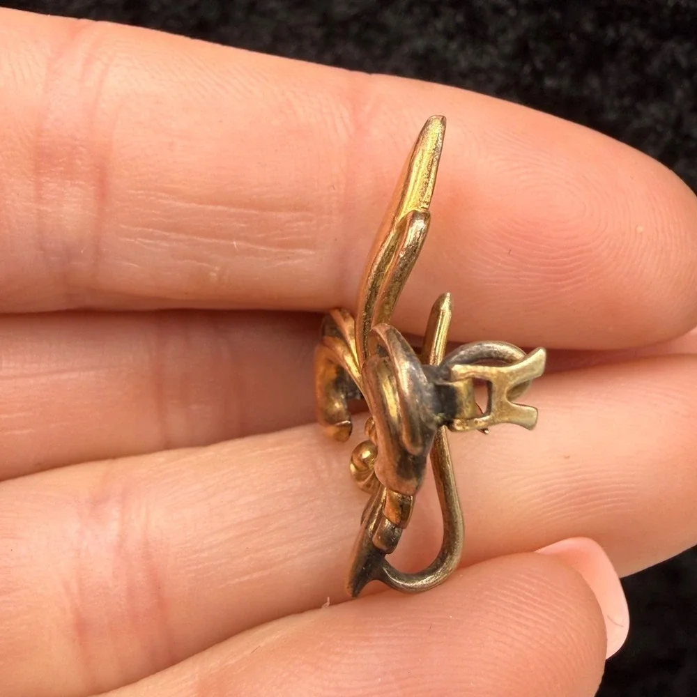Vintage Gold Filled Watch Chain Brooch Fleur-de-lis